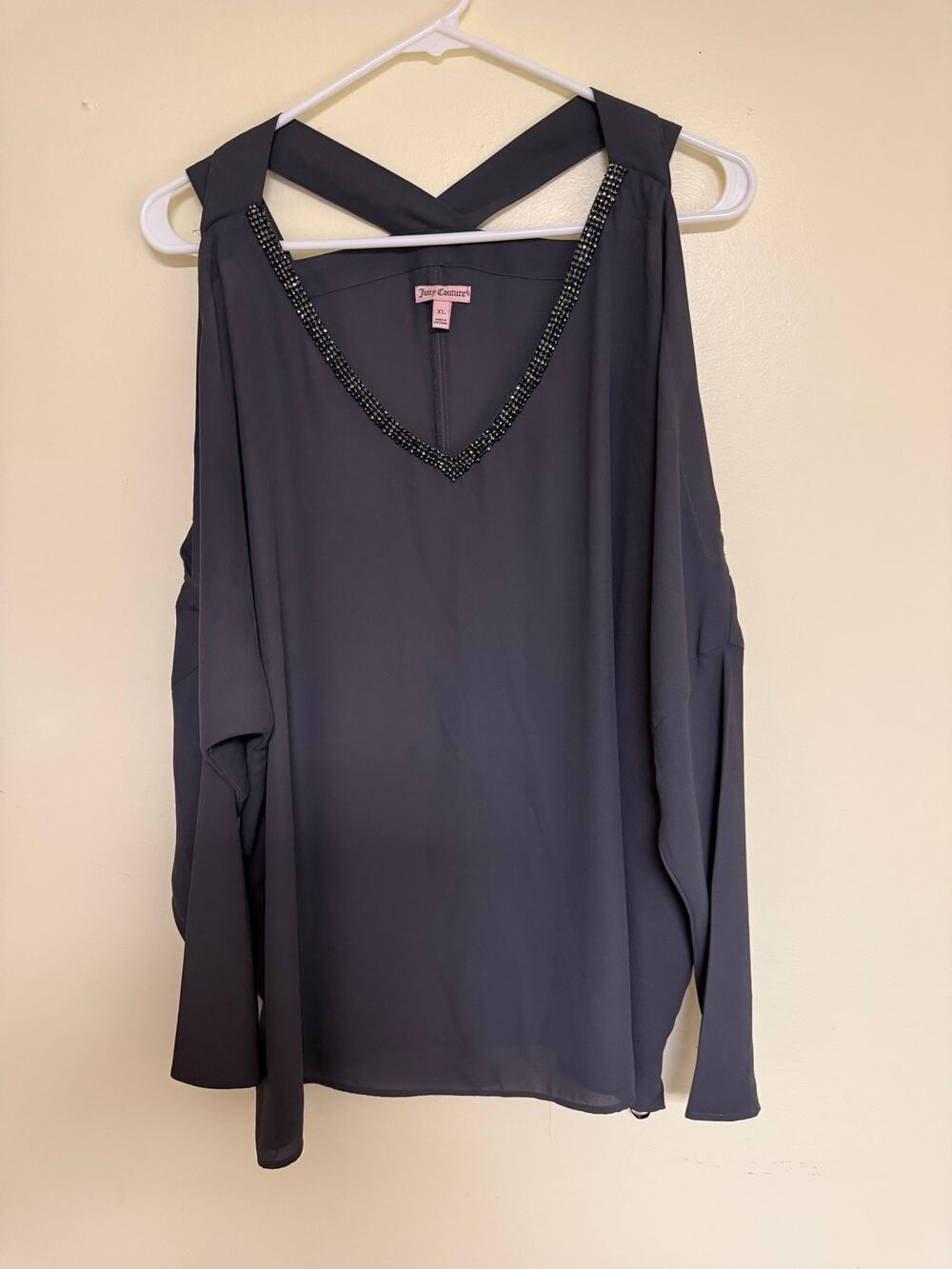 Juicy couture midnight, charcoal, gray blouse size XL